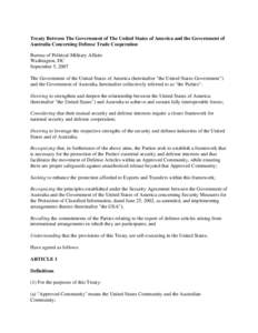 Treaty Between The Government of The United States of America and the Government of Australia Concerning Defense Trade Cooperation