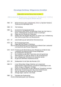 Chronologie Berleburg - Wittgensteiner Kreisblatt Aufgestellt von Karl Heinz Stolz im Jahr ??? 1860 erscheint das Wittgensteiner Kreisblatt bei H. Matthey abist Druck und Verlag bei Wilhelm Winckel