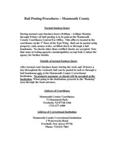 Bail Posting Procedures – Monmouth County
