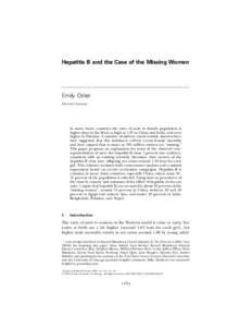 Hepatitis B and the Case of the Missing Women  Emily Oster