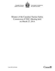 Minutes of the CNSC Meeting held on Thursday, March 27, 2014