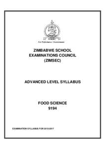 ZIMBABWE SCHOOL EXAMINATIONS COUNCIL (ZIMSEC) ADVANCED LEVEL SYLLABUS