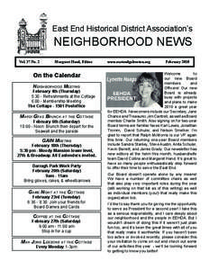 East End Historical District Association’s  NEIGHBORHOOD NEWS Vol. 37 No. 2
