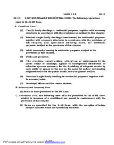 LAND U S E[removed]R-MF MULTIFAMILY RESIDENTIAL ZONE. The following regulations