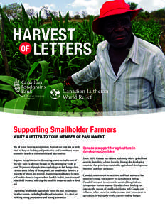 HARVEST OF LETTERS Canadian Foodgrains Bank A Christian Response