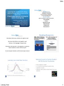 Gillis  Supporting the CCSS for ELA & Literacy: What do Teachers Need to Know and Be Able to Do? A Two-Pronged Approach To Closing the