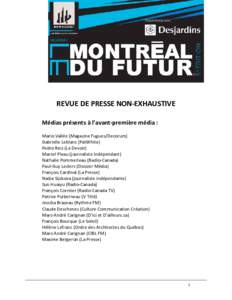       REVUE DE PRESSE NON‐EXHAUSTIVE   