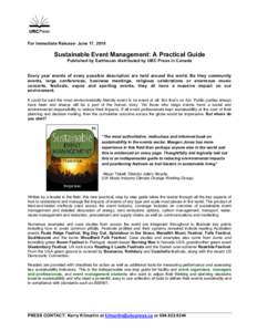 Microsoft Word - Press Release_Sustainable Event Management_ June[removed]doc