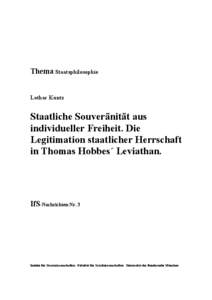 Thema Staatsphilosophie Lothar Kuntz