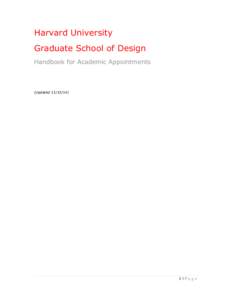 Harvard University Graduate School of Design Handbook for Academic Appointments (Updated[removed])