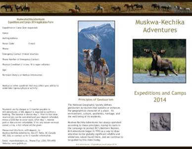 Muskwa-Kechika Adventures Expeditions and Camps 2014 Application Form Muskwa-Kechika Adventures
