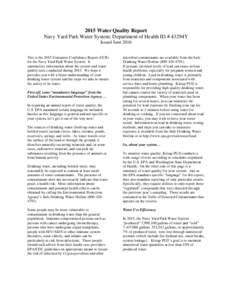 Water / Water pollution / Natural environment / Water supply and sanitation in the United States / Natural resources / Drinking water / Maximum Contaminant Level / United States Environmental Protection Agency / Water quality / Tap water / Bottled water / Safe Drinking Water Act