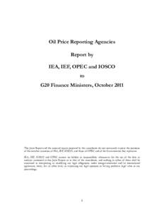 Oil Price Reporting Agencies