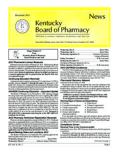 News  December 2011 Kentucky Board of Pharmacy