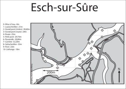Esch-sur-Sûre 0- Mise à l’eau -0m 1- Loutschmillen -21m