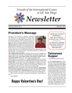 Friends of the International Center, at UC San Diego Newsletter  Volume XXXIX No. 6