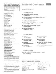 The National Contest Journal Volume 39 Number 6  November/December 2011 Table of Contents  National Contest Journal (ISSN[removed]is published bimonthly in