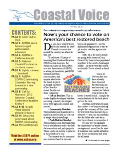 Coastal Voice THE NEWSLETTER OF THE AMERICAN SHORE & BEACH PRESERVATION ASSOCIATION CONTENTS:  PAGE 3: A DC visit to