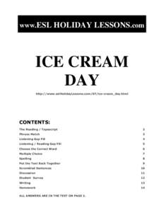 www.ESL HOLIDAY LESSONS.com  ICE CREAM DAY http://www.eslHolidayLessons.com/07/ice-cream_day.html