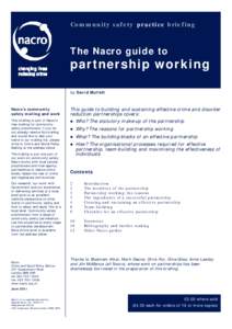 Community safety practice briefing  The Nacro guide to partnership working by David Mullett