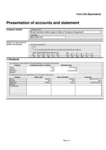 Form 524 (Equivalent)  Presentation of accounts and statement Company details  Company name