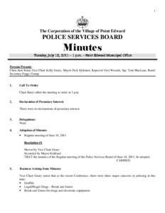 1  The Corporation of the Village of Point Edward POLICE SERVICES BOARD