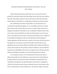 Founding Francophobe? Alexander Hamilton and the French, 1789–1800 John L. Harper What do Alexander Hamilton and John Kerry have in common? The answer is probably not a great deal, though at least three things come to 