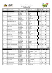 Australian Rally Championship Start List Heat 1 / Section 2 Listed by Starting Order Start Order