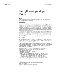 Taco Hoekwater  E136 MAPS 39 LuaTEX says goodbye to Pascal