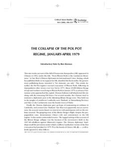 Critical Asian Studies Yun Shui/Chinese Diplomats 34:[removed]), [removed]THE COLLAPSE OF THE POL POT
