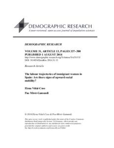 The labour trajectories of immigrant women in Spain: Are there signs of upward social mobility?