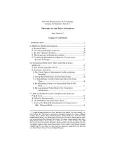 Harvard Journal of Law & Technology Volume 25, Number 1 Fall 2011 TRAGEDY OF THE DATA COMMONS Jane Yakowitz*