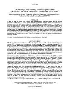 Invited Paper  III-Nitride photon counting avalanche photodiodes