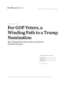 NUMBERS, FACTS AND TRENDS SHAPING THE WORLD  FOR RELEASE JULY 18, 2016 FOR MEDIA OR OTHER INQUIRIES: Carroll Doherty, Director of Political Research