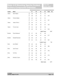 Class 403 Senior Team State 4-H Shooting Sports Contest Archery Compound Unlimited