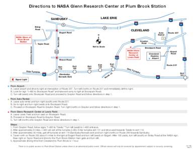 Directions to NASA Glenn Research Center at Plum Brook Station  LAKE ERIE SANDUSKY