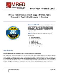 Four-Peat for Help Desk MRED Help Desk and Tech Support Once Again Ranked In Top 25 Call Centers in America