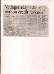 o  Villages reap 125m/~as carbon credit Drevenu~~OII By DAILY NEWS