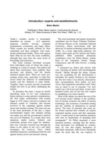 1 Introduction: experts and establishments Brian Martin Published in Brian Martin (editor), Confronting the Experts (Albany, NY: State University of New York Press, 1996), pp. 1-12