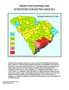 PROJECTED EARTHQUAKE INTENSITIES FOR SOUTH CAROLINA Earthquake Intensities, by County CHEROKEE GR E