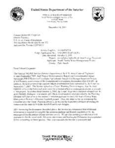 December 14,2005  Colonel Robert M. Carpenter District Engineer U.S. Army Corps of Engineers 70 1 San Marco Boulevard, Room 372