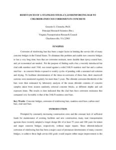 RESISTANCES OF A STAINLESS STEEL-CLAD REINFORCING BAR TO CHLORIDE-INDUCED CORROSION IN CONCRETE