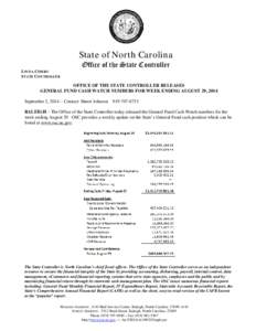 State of North Carolina LINDA COMBS STATE CONTROLLER Office of the State Controller