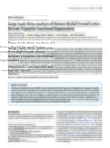 The Journal of Neuroscience, June 15, 2016 • 36(24):6553– 6562 • 6553  Behavioral/Cognitive Large-Scale Meta-Analysis of Human Medial Frontal Cortex Reveals Tripartite Functional Organization