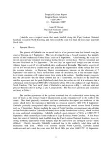 Tropical Cyclone Report Tropical Storm Gabrielle (AL072007[removed]September 2007 Daniel P. Brown National Hurricane Center