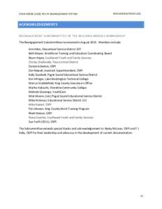 OPEN DOORS[removed]YOUTH REENGAGEMENT SYSTEM  IMPLEMENTATION GUIDE ACKNOWLEDGEMENTS REENGAGEMENT SUBCOMMITTEE OF THE BUILDING BRIDGES WORKGROUP