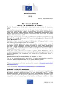 EUROPEAN COMMISSION  MEMO Brussels, 24 September[removed]EU - Canada Summit