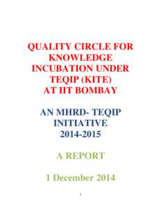 QUALITY CIRCLE FOR KNOWLEDGE INCUBATION UNDER TEQIP (KITE) AT IIT BOMBAY AN MHRD- TEQIP