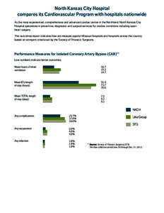 North Kansas City Hospital compares its Cardiovascular Program with hospitals nationwide As the most experienced, comprehensive and advanced cardiac center in the Northland, North Kansas City Hospital specializes in prev