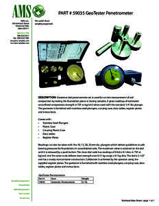 PART # 59035 GeoTester Penetrometer AMS, Inc. 105 Harrison Street American Falls, Idaho 83211